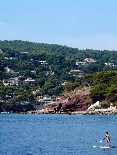 Paddleboarding at Plage de Fabregas