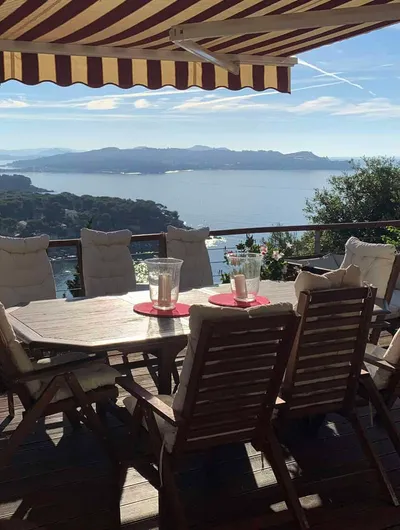 Balcony dining overlooking Toulon Bay